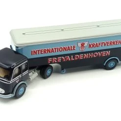 NOS! Wiking 051324 Mercedes Benz Pullmann Koffersattelzug "Freyaldenhoven" Blau/grau Maßstab Ca. 1:8