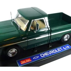 Sonstige SunStar 1360 Chevrolet C-10 Styleside Pick-Up Grün 1965 Maßstab 1:18 Modellauto (NOS)