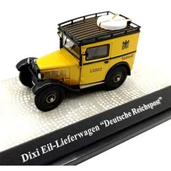 PremiumX 18034 Dixi Eil-Lieferwagen "Deutsche Reichspost" Gelb Maßstab Ca. 1:43 Modellauto (NOS)