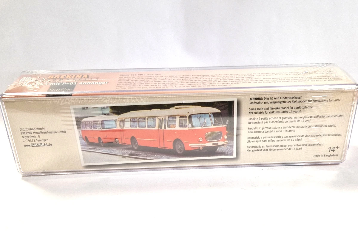 Brekina 58264 Skoda 706/Jelcz 043 Bus Mit P-01 Anhänger Rot/beige Maßstab 1:87 Modellauto NEU 3 Brekina 58264 Skoda 706/Jelcz 043 Bus Mit P-01 Anhänger Rot/beige Maßstab 1:87 Modellauto NEU - Image 3
