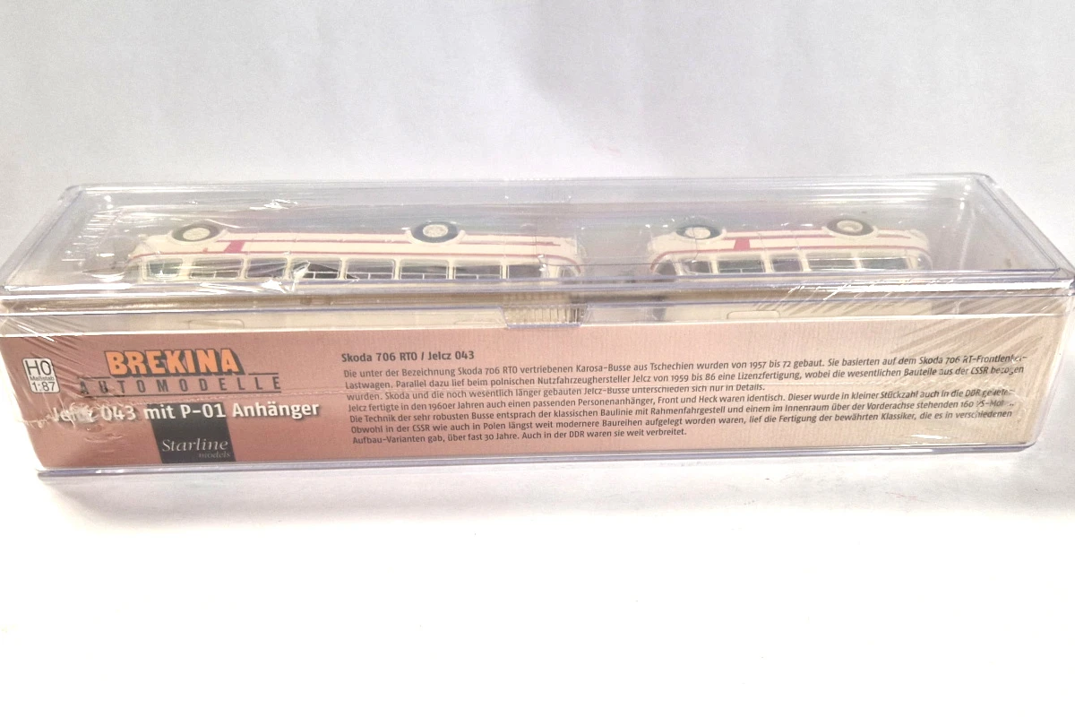 Brekina 58264 Skoda 706/Jelcz 043 Bus Mit P-01 Anhänger Rot/beige Maßstab 1:87 Modellauto NEU 4 Brekina 58264 Skoda 706/Jelcz 043 Bus Mit P-01 Anhänger Rot/beige Maßstab 1:87 Modellauto NEU - Image 4
