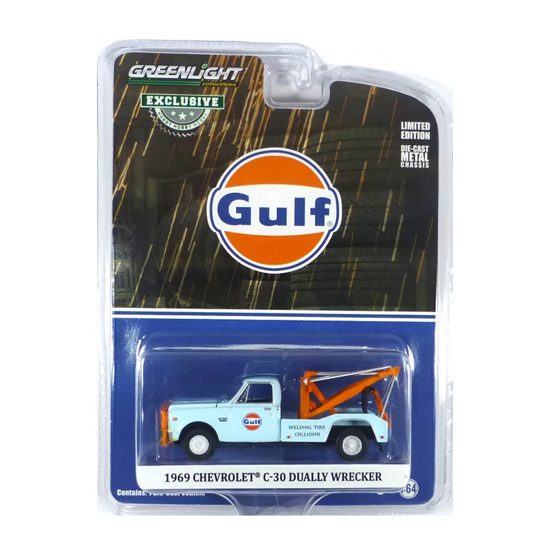 Greenlight 30275 Chevrolet C-30 Dually Wrecker "Gulf Oil" Hellblau Maßstab 1:64 Modellauto 1 Greenlight 30275 Chevrolet C-30 Dually Wrecker "Gulf Oil" Hellblau Maßstab 1:64 Modellauto