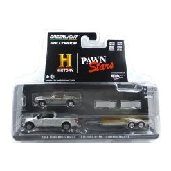 Greenlight 31130-B Ford Mustang GT 1968 + Ford F-150 2015 + Trailer "Pawn Stars" Silber - Hollywood