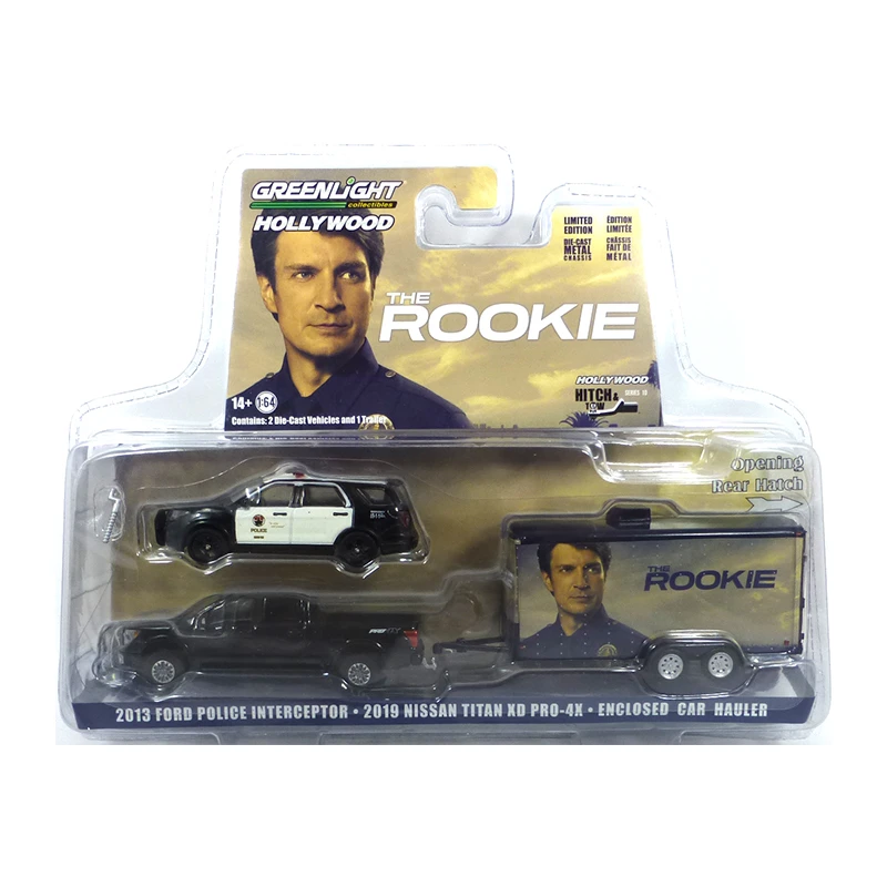 Greenlight 31130-C Ford Police Interceptor 2013 + Nissan Titan 2019 + Car Hauler "The Rookie" Schwar 1 Greenlight 31130-C Ford Police Interceptor 2013 + Nissan Titan 2019 + Car Hauler "The Rookie" Schwar