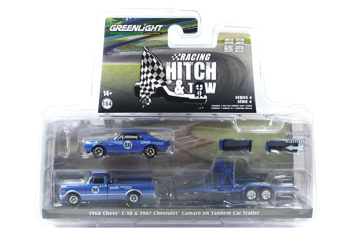 Greenlight 31140-A Chevrolet C-10 1968 + Chevy Camaro 1967 Blau Metallic - Racing Hitch & Tow 4 Maßs 1 Greenlight 31140-A Chevrolet C-10 1968 + Chevy Camaro 1967 Blau Metallic - Racing Hitch & Tow 4 Maßs