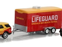 Greenlight 31150-B Ford Explorer 2016 + Jeep Wrangler 2013 + Car Hauler "Baywatch" Rot/gelb - Hollyw