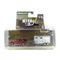 Greenlight 32230-C Chevrolet Tahoe Rot 2021 & Pferdeanhänger Weiss - Hitch & Tow 23 Maßstab 1:64 Mod