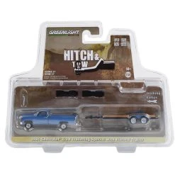 Greenlight 32270-B Chevrolet C-20 Blau Metallic 1981 + Flatbed Trailer - Hitch & Tow 27 Maßstab 1:64