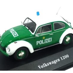 Sonstige Gebraucht Atlas 7598001 Volkswagen 1200 Käfer "Polizei" Weiss/grün Maßstab 1:43 Modellauto (NOS)
