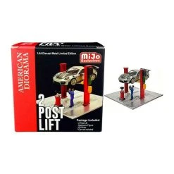 American Diorama AD38375 Hebebühne Mit Mechaniker Und Zubehör Rot Mijo Exclusives Maßstab 1:64